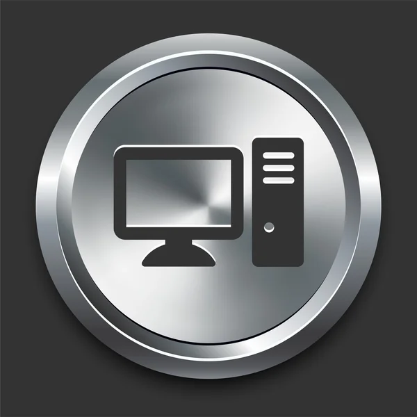 Icono de ordenador en el botón de Internet de metal — Vector de stock