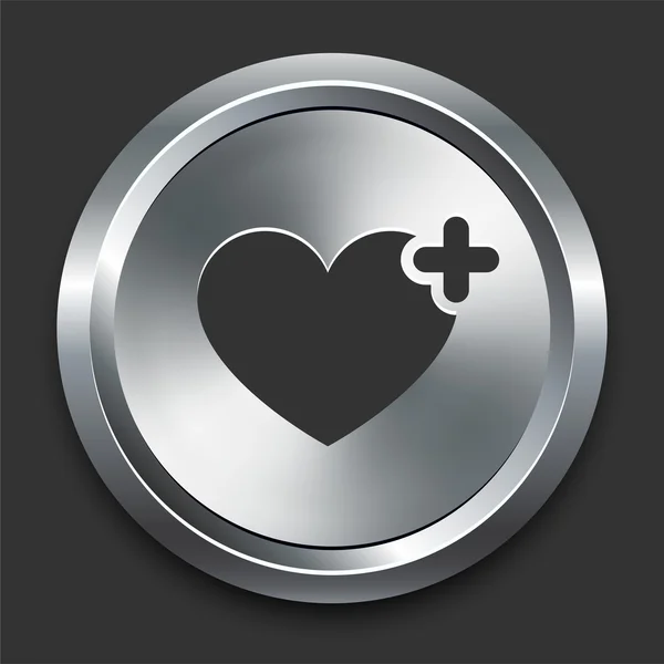 Ícone do coração no botão Metal Internet —  Vetores de Stock