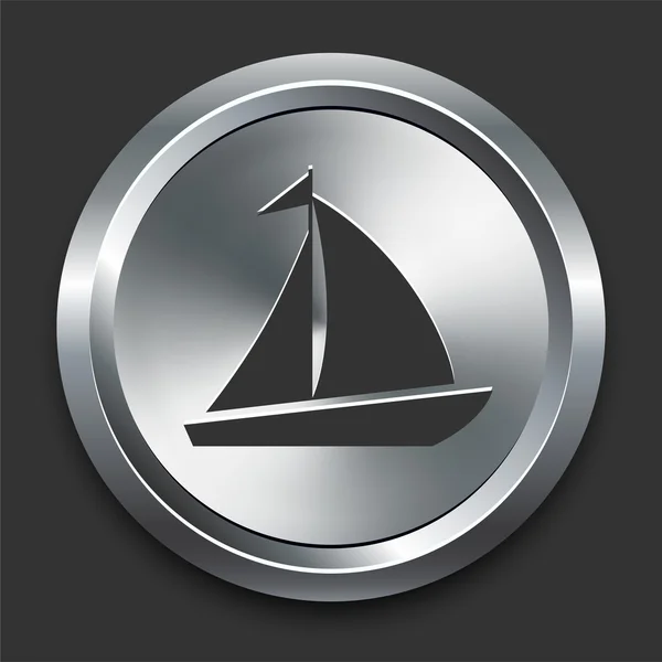 金属のインターネット ボタン上の帆アイコン — ストックベクタ