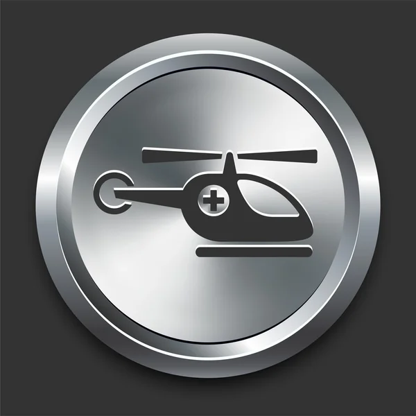 Helicopter Icon on Metal Internet Button — Stock Vector