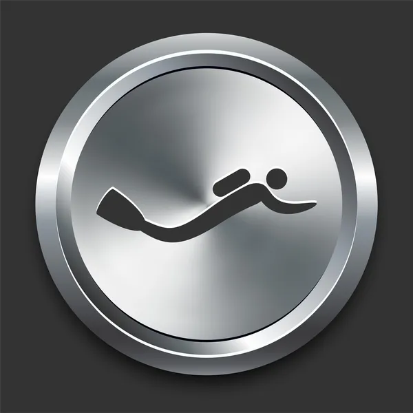 Icono de Buceo en Metal Botón de Internet — Vector de stock