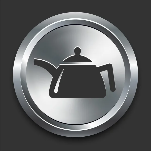 Icône de pot de thé sur le bouton Internet en métal — Image vectorielle