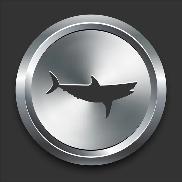 Ícone de tubarão no botão Metal Internet —  Vetores de Stock