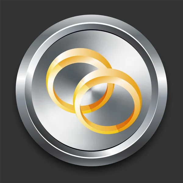 金属のインターネット ボタン上の結婚指輪のアイコン — ストックベクタ