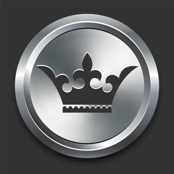 金属のインターネット ボタン上の王冠のアイコン — ストックベクタ