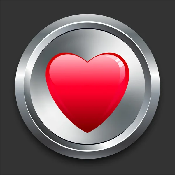 Серце значок на кнопці металеві Інтернет — стоковий вектор