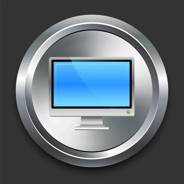 Icono de monitor en el botón de Internet de metal — Vector de stock