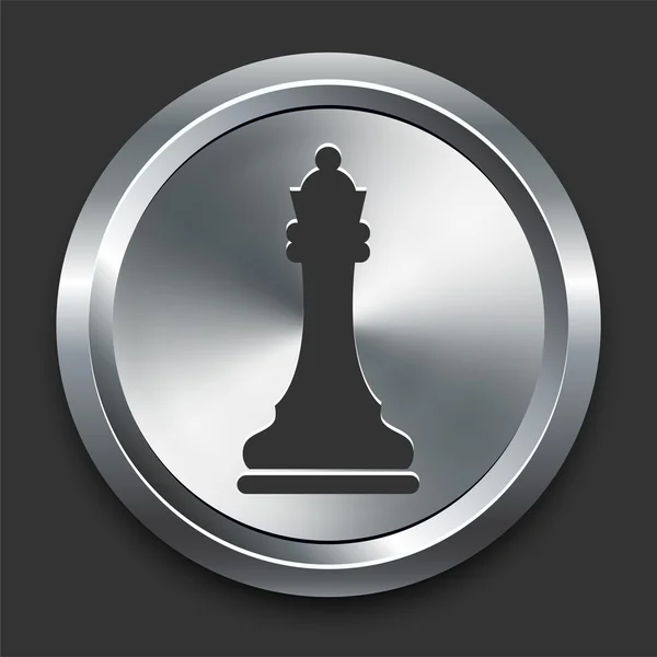 Queen Chess Icon on Metal Internet Button — Stock Vector