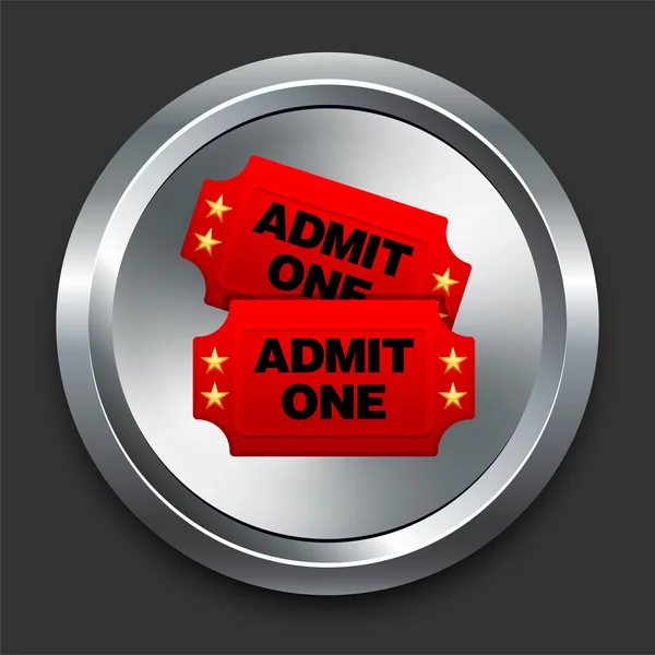 Bilhetes de admissão Ícone no botão Metal Internet —  Vetores de Stock