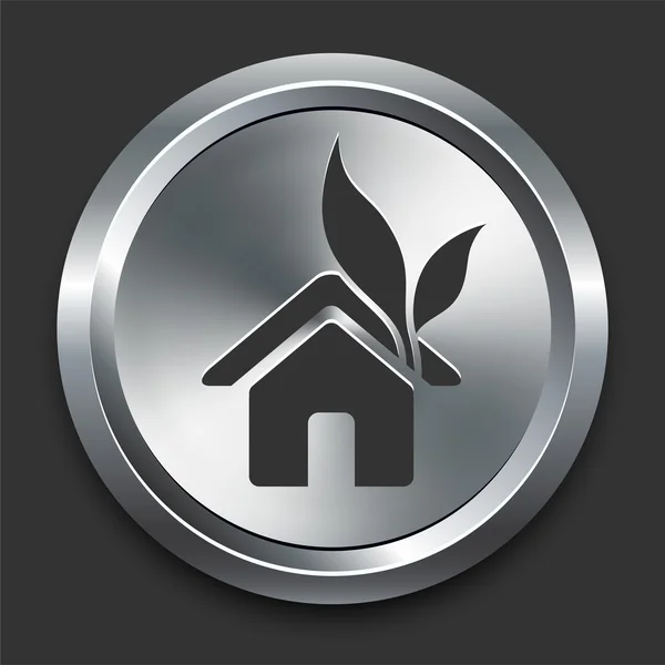 Home Icona su Metallo Pulsante Internet — Vettoriale Stock