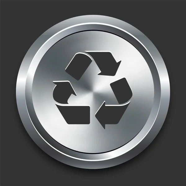 Icona con simbolo di inquinamento sul pulsante Internet in metallo — Vettoriale Stock