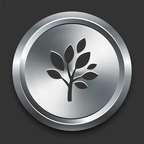 Drzewo ikona metal internet przycisk — Wektor stockowy