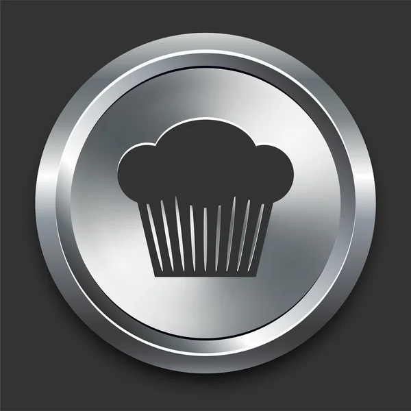 Icono de magdalena en el botón de Internet de metal — Vector de stock