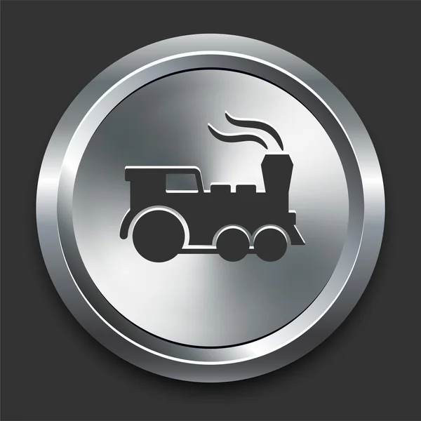 Icona del treno sul pulsante Internet in metallo — Vettoriale Stock