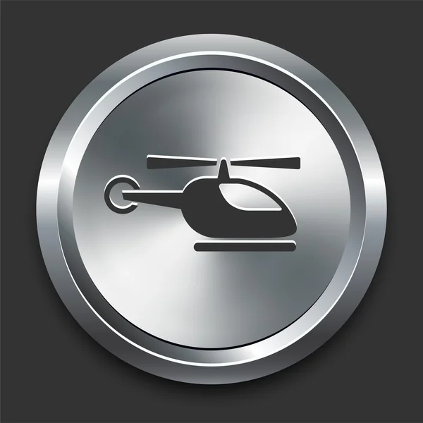 Helicopter Icon on Metal Internet Button — Stock Vector