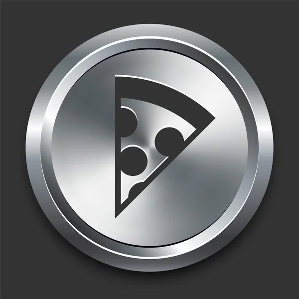 Pizza-Ikone auf Internet-Knopf aus Metall — Stockvektor