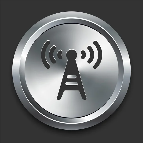 Radyo kulesi metal internet düğme simgesine — Stok Vektör