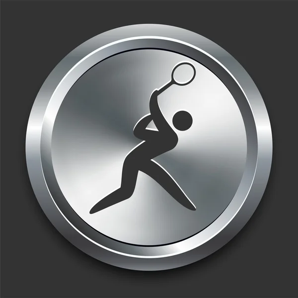 stock vector Tennis Icon on Metal Internet Button