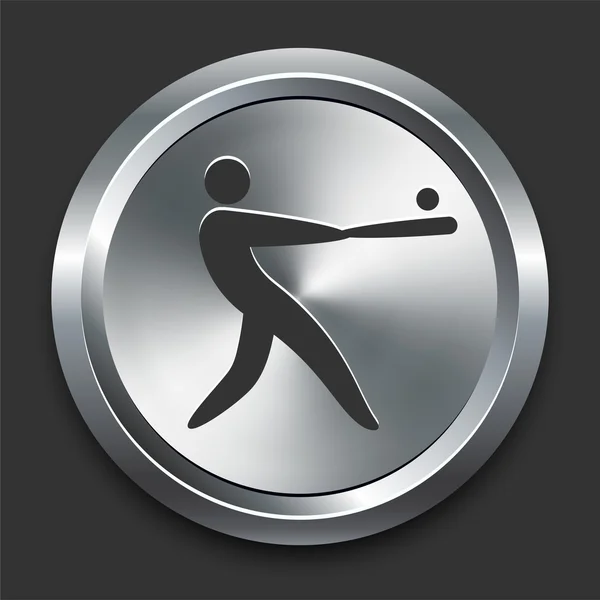 Icono de béisbol en el botón de Internet de metal — Vector de stock