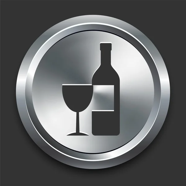 Icône de vin sur le bouton Internet en métal — Image vectorielle