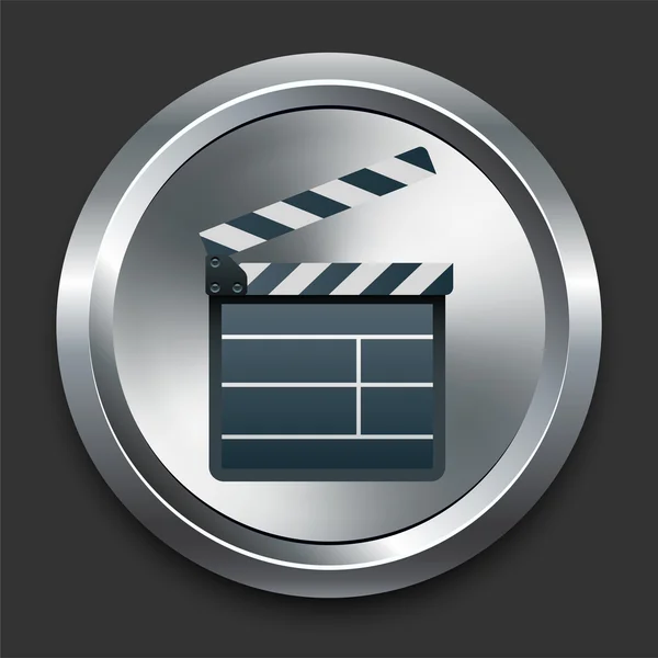 Ícone de Clapper no botão Metal Internet — Vetor de Stock