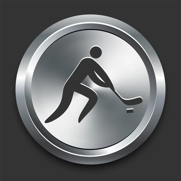 Icône de hockey sur bouton Internet en métal — Image vectorielle