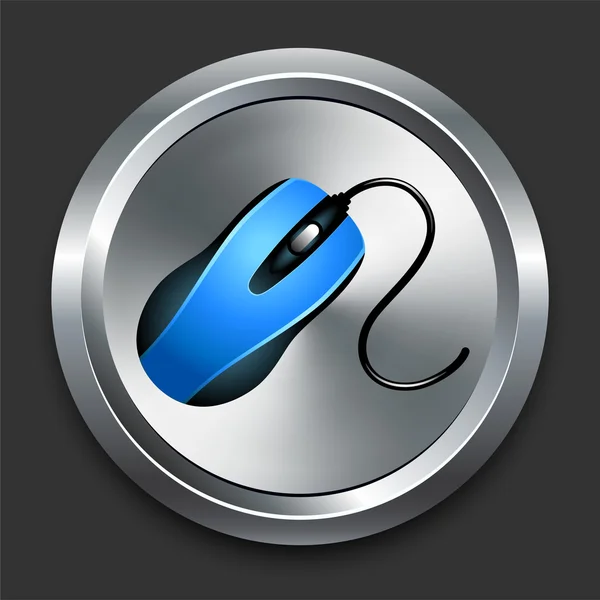 Icono del ratón en el botón de Internet de metal — Vector de stock