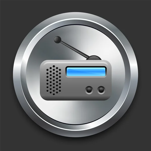 Radio Icon on Metal Internet Button — Stock Vector
