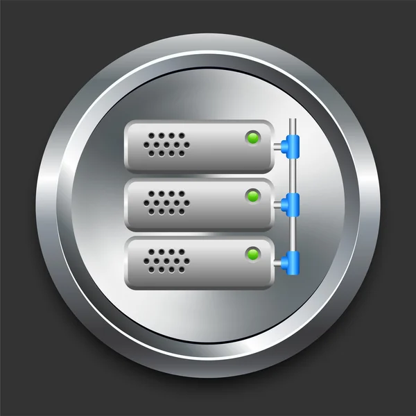 Icona del server sul pulsante Internet in metallo — Vettoriale Stock
