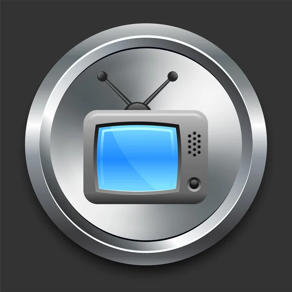 Icono de televisión en el botón de Internet de metal — Vector de stock