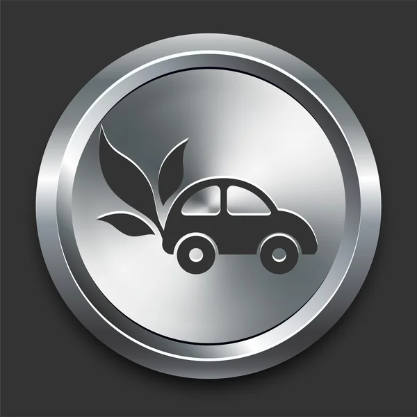 Icône de voiture sur le bouton Internet en métal — Image vectorielle