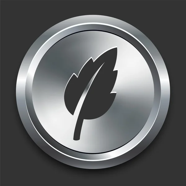 Leaf ikonen på metall internet-knappen — Stock vektor