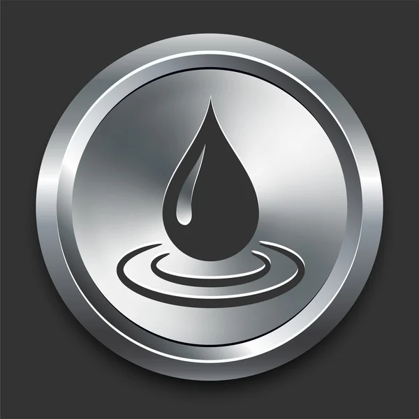 Νερό εικονίδιο "droplet" στο κουμπί μέταλλο internet — Διανυσματικό Αρχείο