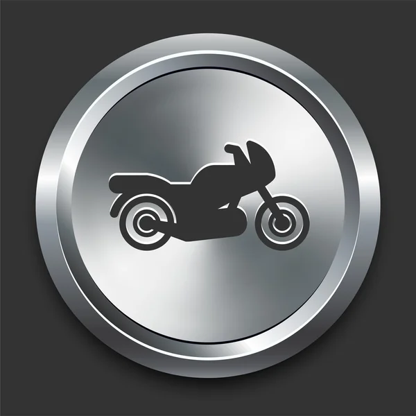Μοτοσικλέτα εικονίδιο στο κουμπί μέταλλο internet — Διανυσματικό Αρχείο