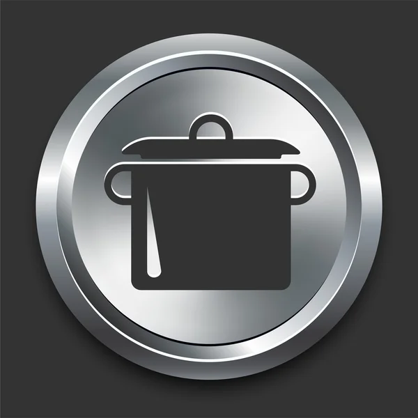 Pot Icon on Metal Internet Button — Stock Vector