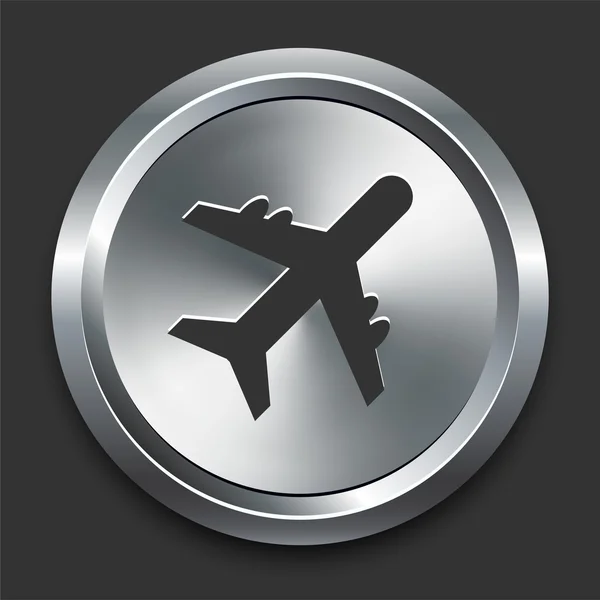 Airplane Icon on Metal Internet Button — Stock Vector