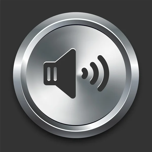 Icono del altavoz en el botón de Internet de metal — Vector de stock