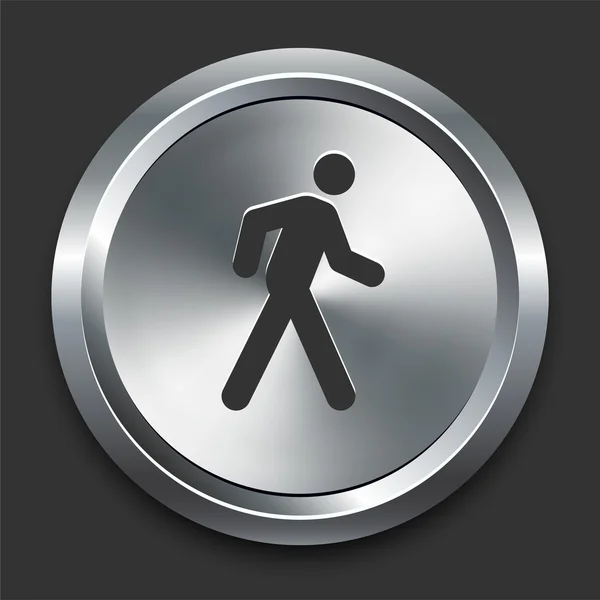 Walk Icon on Metal Internet Button — Stock Vector