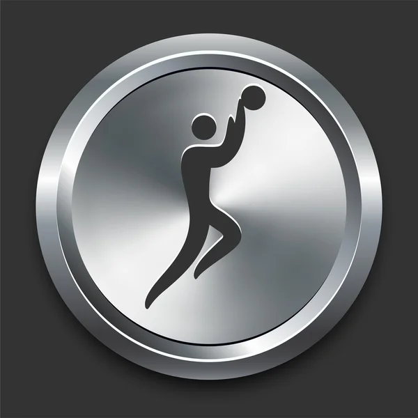 Icône de basket sur le bouton Internet en métal — Image vectorielle