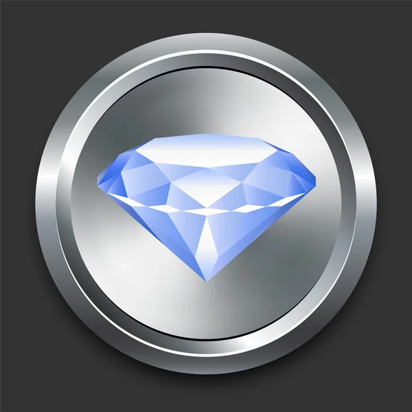 Diamond Icon on Metal Internet Button — Stock Vector