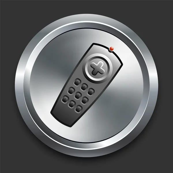 Icono remoto en el botón de Internet de metal — Vector de stock