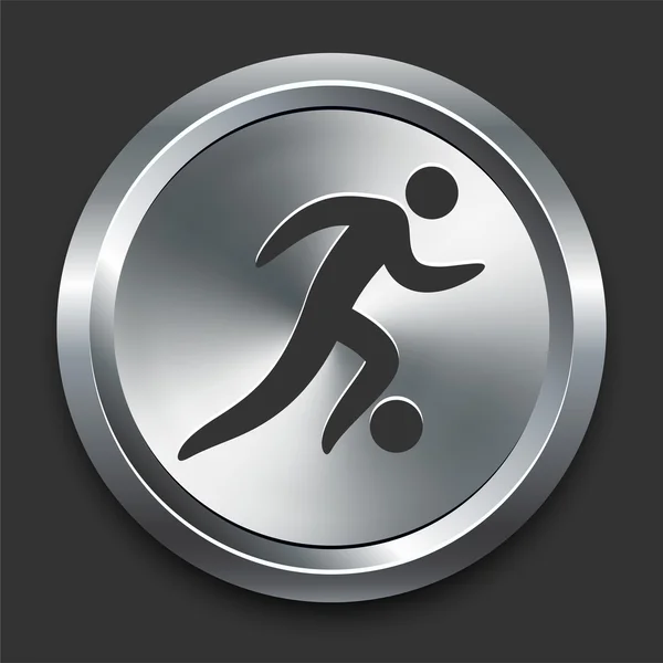 Icono de fútbol en el botón de Internet de metal — Vector de stock