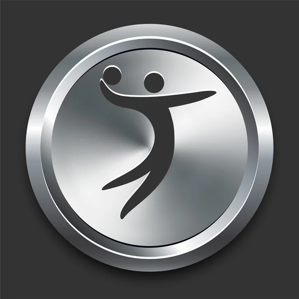 Icono de voleibol en el botón de Internet de metal — Vector de stock