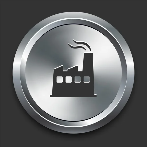 Fabriek pictogram op metalen internet knop — Stockvector