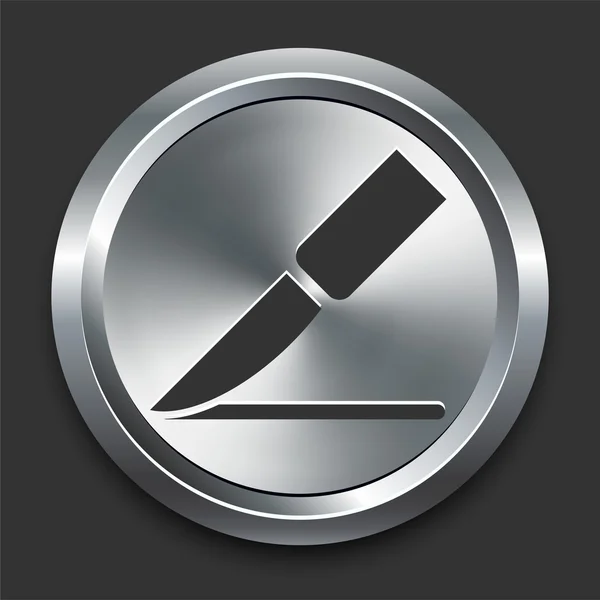 Icono de la hoja en el botón de Internet de metal — Vector de stock