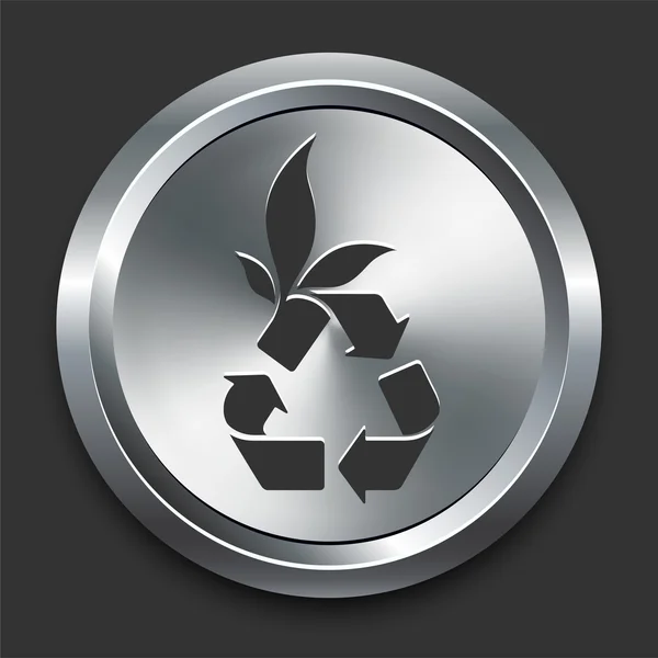 Ícone de símbolo de poluição no botão Metal Internet —  Vetores de Stock