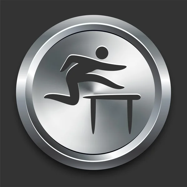 Jumper Hurdles icône sur le bouton Internet en métal — Image vectorielle