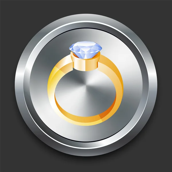 Icono de anillo de compromiso en el botón de Internet de metal — Vector de stock