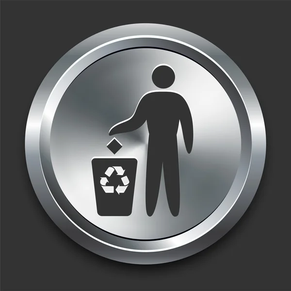 Ρύπανση σύμβολο εικονίδιο στο κουμπί μέταλλο internet — Διανυσματικό Αρχείο