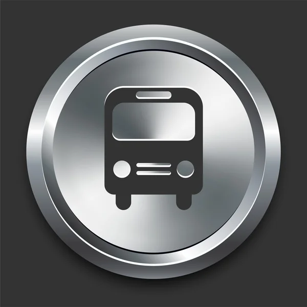 金属のインターネット ボタン上のバス アイコン — ストックベクタ